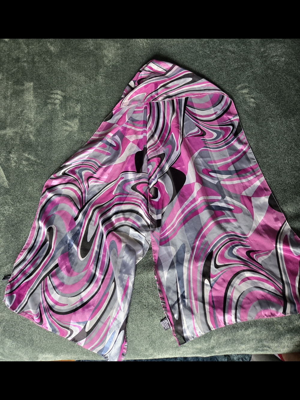 Pink & Gray Swirl Satin Scarf